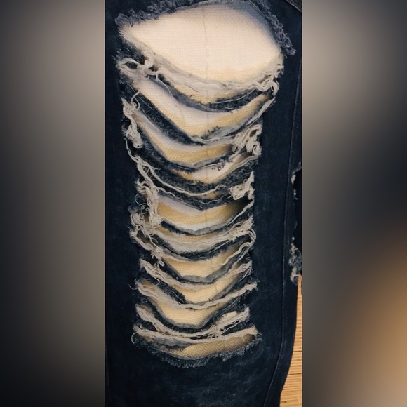 Thrill Jeans Super Torn Long Coat Size Small - Picture 6 of 9